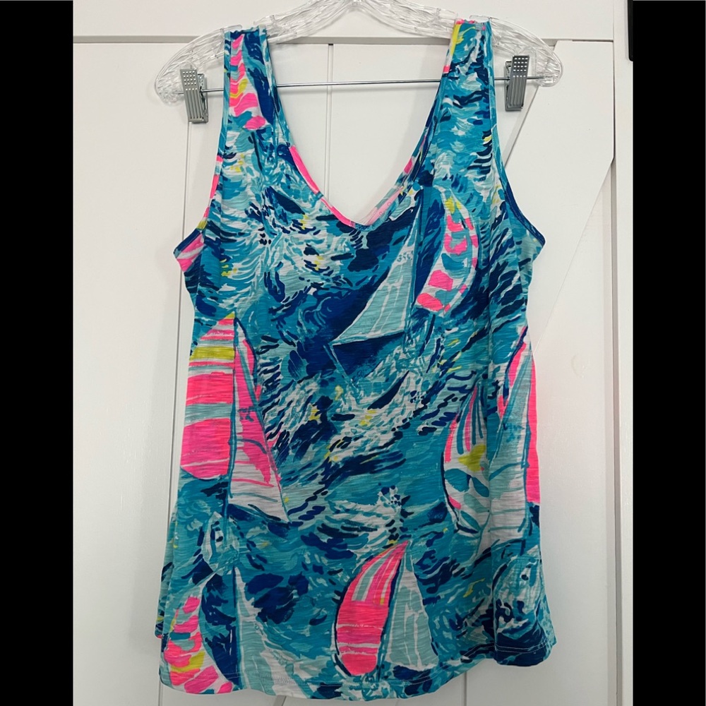 Lilly Pulitzer Hey Bay Bay Boat Gigi tank Size Large